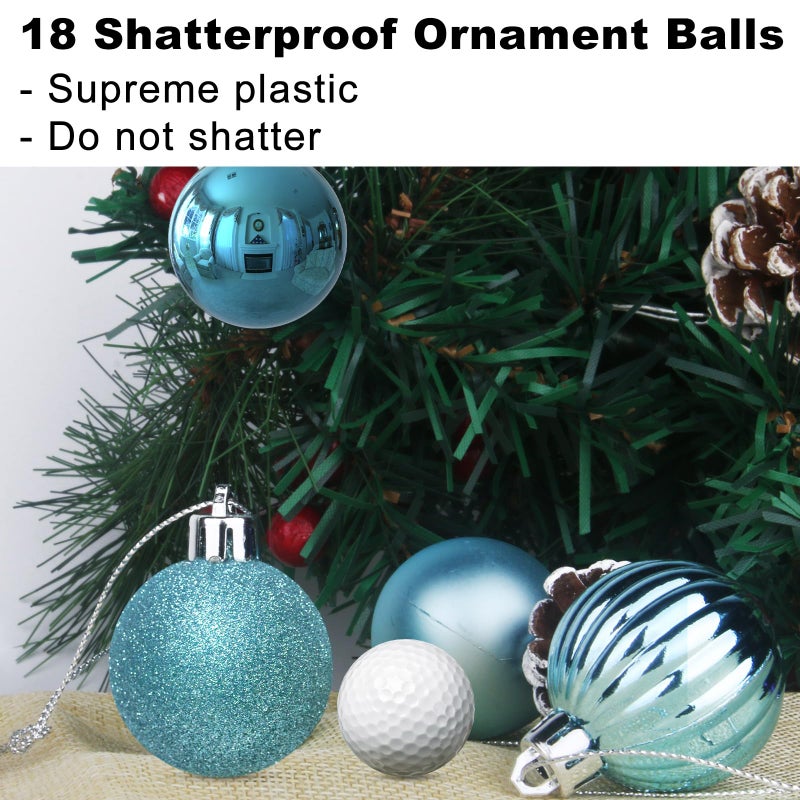 GameXcel 18Pcs Christmas Balls Ornaments for Xmas Tree - Shatterproof Christmas Tree Decorations Medium Hanging Ball Sky Blue 2.5in x 18 Pack - Image 3